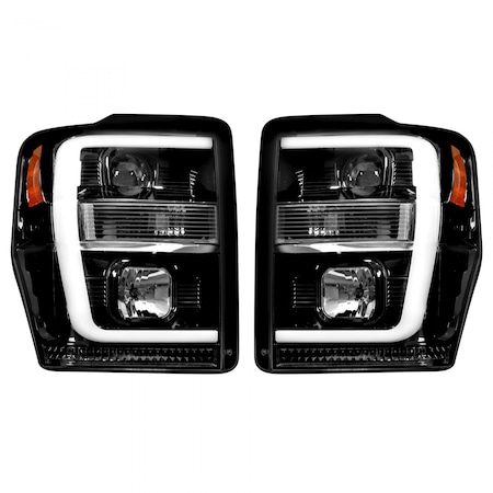 Recon 08-10 F250/F350/F450/F550 PROJECTOR HEADLIGHTS W/HIGH POWER OLED HALOS 264196BKC
